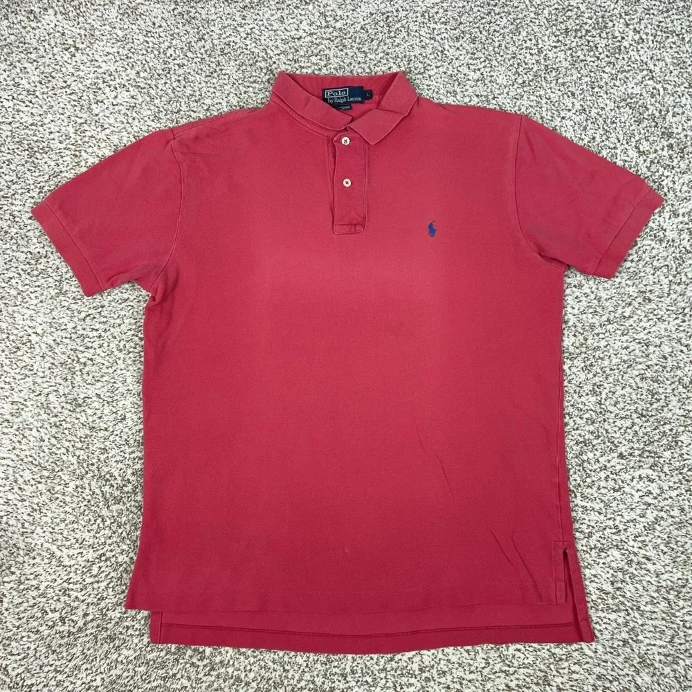 Polo Ralph Lauren Polo Shirt Mens Large Red Cotton Pony Logo Golf Top Casual